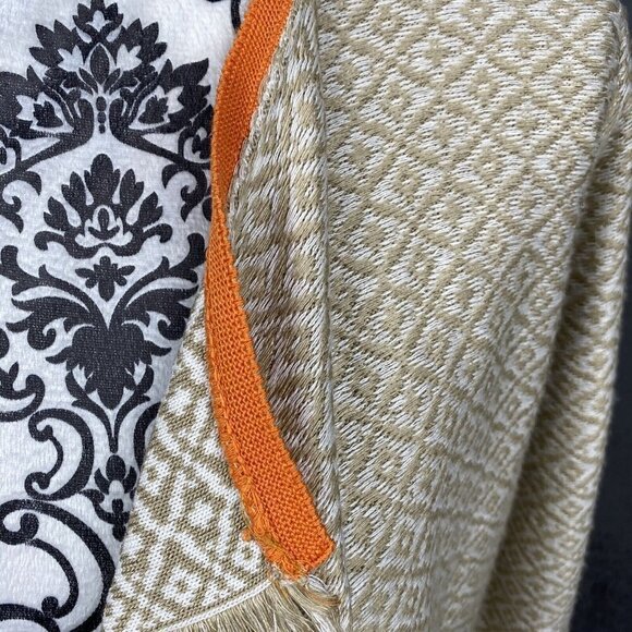 Ruby Rd Orange Yellow Brown Knit Fringe Trim Open Cardigan. Size Large - Picture 4 of 10